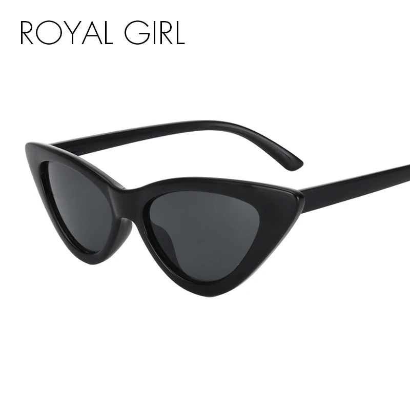 

ROYAL GIRL Vintage Cat Eye Sunglasses Women Black Red Acetate Frame Eyewear Men Gray Brown Lens Shades Unisex Oculos ss388