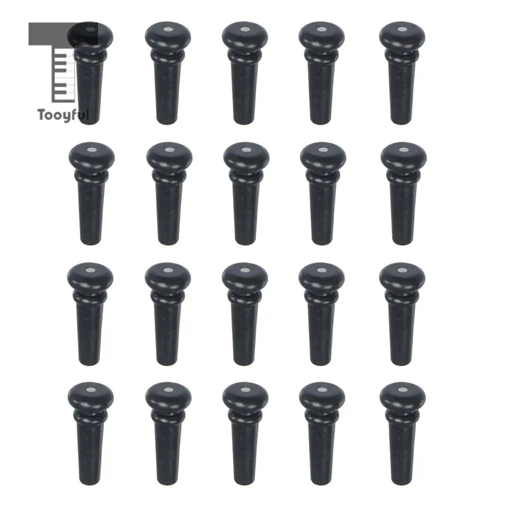 20pcs Acoustic Folk Guitar Plastic Endpins with Dot Inlay Black