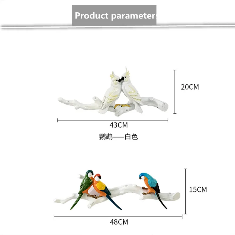 Товары для украшения дома в скандинавском стиле, Красивые трехмерные наклейки на стену с попугаем, креативные настенные наклейки с птицами, изделия из смолы