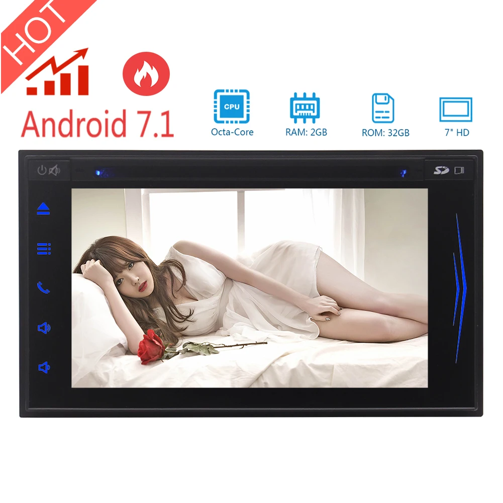 Excellent Android 7.1 Nougat System Car DVD Player Octa-core 2G RAM 32G ROM GPS Car Stereo 7" Capacitive Touchscreen Bluetooth Wifi Radio 0