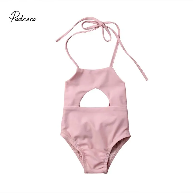 

Pudcoco 2018 Newborn Baby Girl Swimwear Clothes Strap Hollow Solid Swimsuit Beach Bikini Bathing Suit Summer Holiday Outfit 24M
