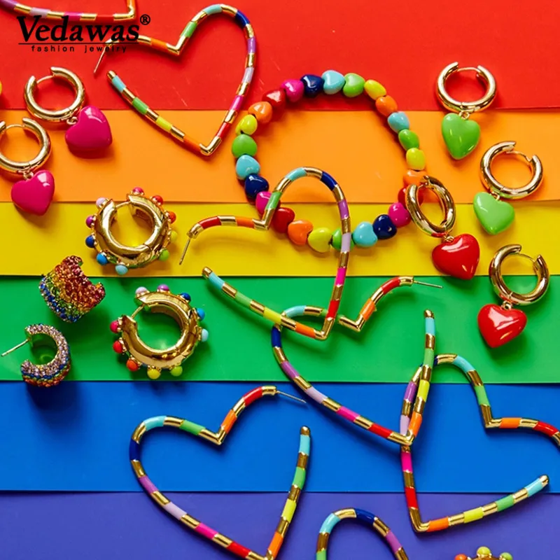 

Vedawas 2019 Cute Heart Drop Earrings Handmade Brincos Candy Jewelry Accessories Colorful Earrings for Women Party Gifts xg3098