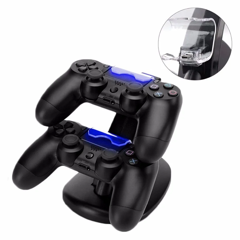 SOONHUA Dual USB Gamepad Зарядное устройство игровой контроллер Питание зарядка для док-станции Подставка для sony PS4 двойной контроллер шок