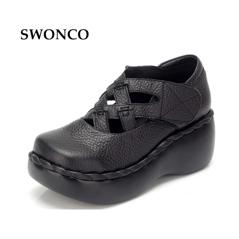 Summer Women Shoes Genuine Leather thick flats Soft Shoes Woman Flat Sandals 2017 New Fashion leisure Comfortable Women Sandals
