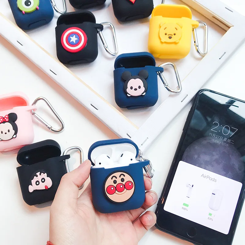 

Bluetooth Wireless Earphone Case For Apple AirPods Silicone Charging Headphones Cases For Airpods Protective Cover with Hooks