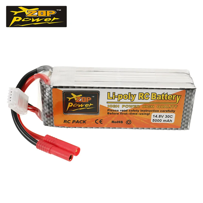 

ZOP Power 14.8v 5000mah 30c 4S RC Drone Lipo Battery Banana Plug for Helicopter Quadcopter Car Li-ion Batteries for RC Toys Accs