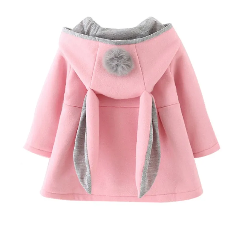 Goedkoop Baby Meisjes Jas Winter Lente Baby Meisjes Prinses Jas Konijn Oor Hoodie Toevallige Bovenkleding voor meisje Zuigelingen kleding
