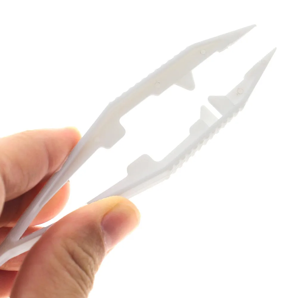 

11X2.5cm Plastic White Tweezers for GREAT KID FUN DIY Educational Toys 2pcs