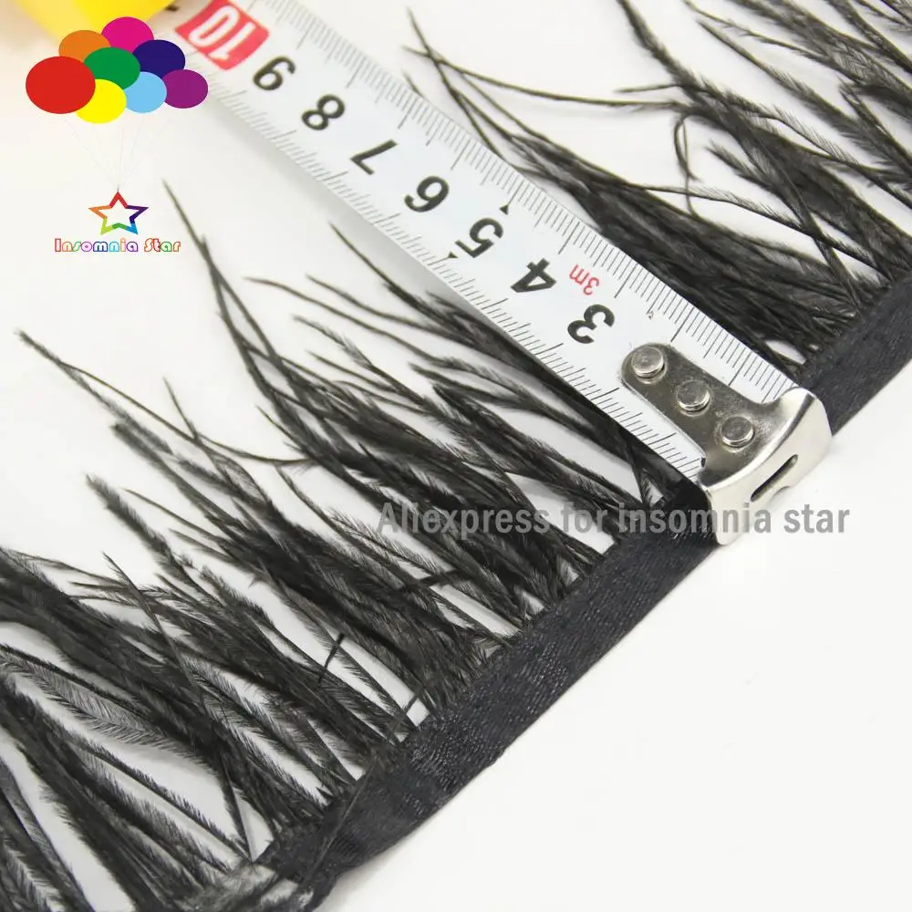 Hermoso Adorno De Pluma de Avestruz Negro esponjoso Paño banda lateral de 3-6in de ancho adecuado