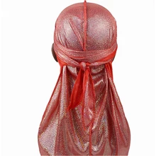 Мужская шелковистая блестящая тюрбан Durags для мужчин Durag блестящие бандана банданы шляпа головные уборы повязка на голову аксессуары для волос удлиненный хвост Du-Rag