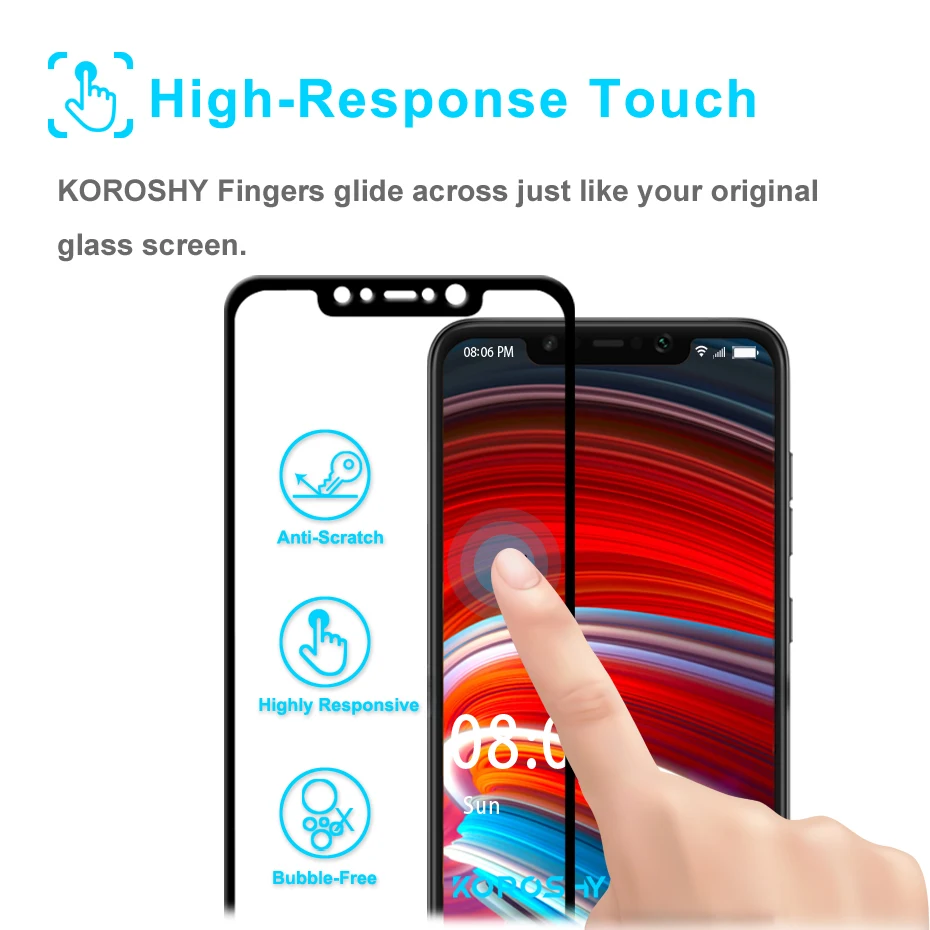 KOROSHY 9H Tempered Glass for Xiaomi PocoPhone F1 Xiomi Poco F1 Screen Protector Full Cover 2.5D Protective Safety Glass Film (6)
