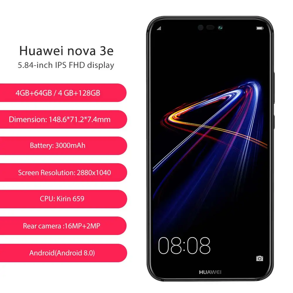 Global ROM huawei P20 Lite Nova 3e уход за кожей лица ID отпечатков пальцев полный вид экран 24MP