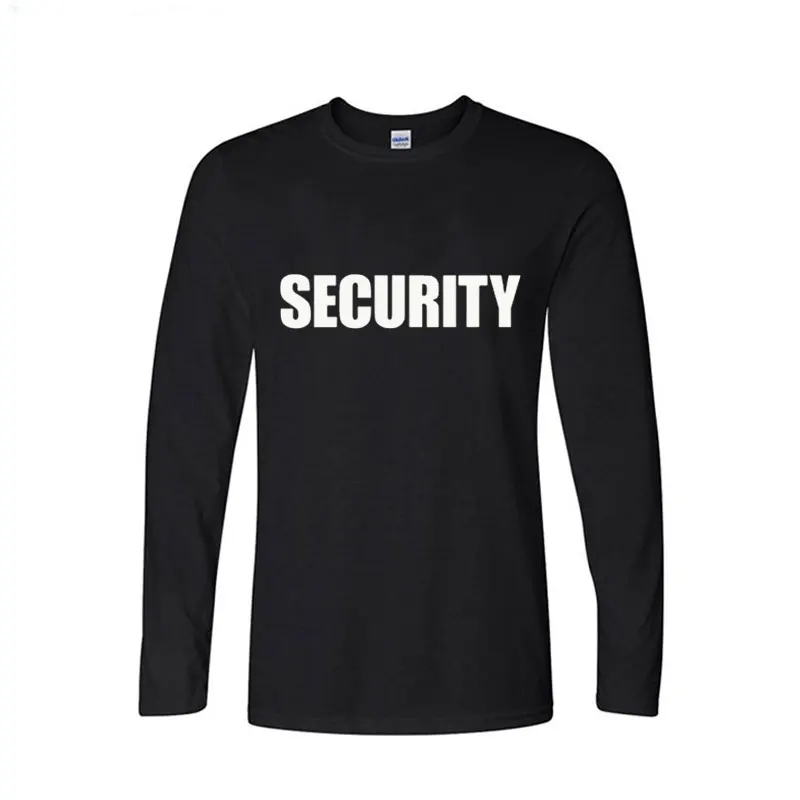 Футболка мужская с надписью Security брендовая хлопковая рубашка длинным рукавом и