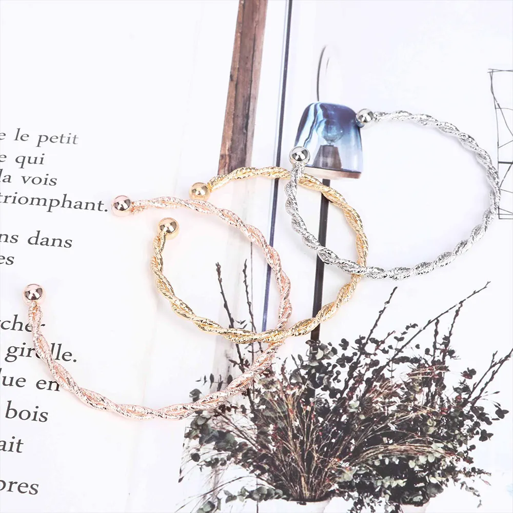 

High Quality Double Scrub Cuff Bangle Jewelry Wristband Women Accessories Adjustable Valentine Gift
