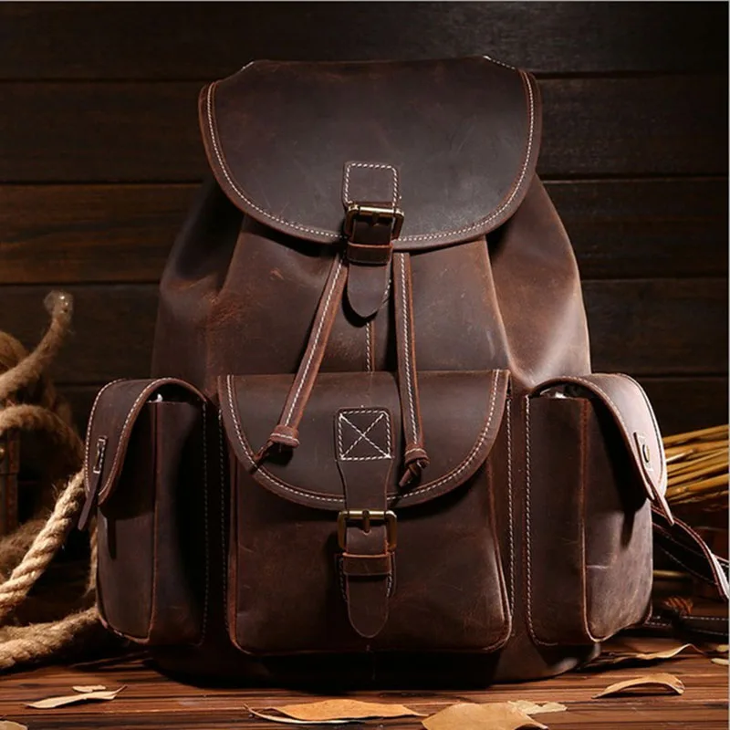 Buy Famous Brands Men's Vintage Backpack Genuine Leather Cowhide Ourdoor Travel