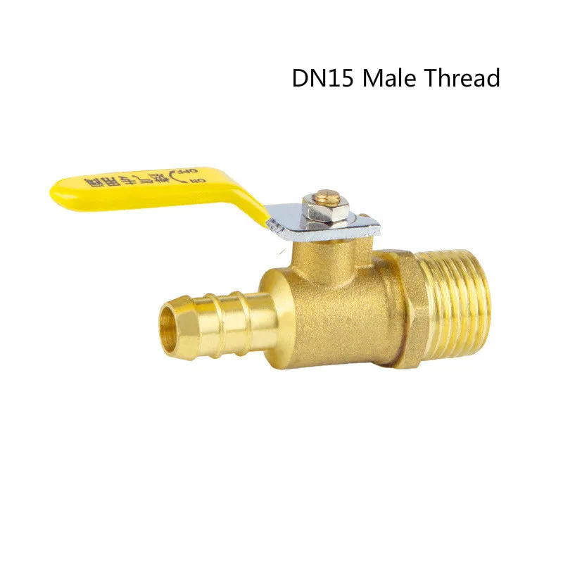Латунный шаровой клапан природного газа DN15 нитки до 12 мм штуцер для шланга с желтая рукоятка 1,6 МПа для воздуха газовый баллон водяное топливо