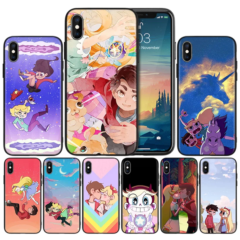 

Star vs the Forces of Evil Soft Black Silicone Case Cover for iPhone 7 8 XS Max XR X 6 6S 5 5C 5S SE Plus