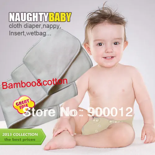 NaughtyBaby бамбуковый хлопок 150 шт 4 слоя чистый бамбук органические ватные диски детские пеленки Подгузники Вставки