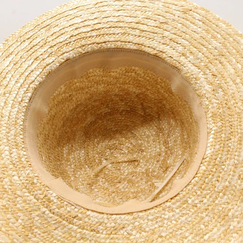 Женская соломенная шляпа из натуральной пшеницы с ленточным галстуком и полями, Пляжная Шляпа Дерби, женская летняя кепка с широкими полями и защитой от ультрафиолета