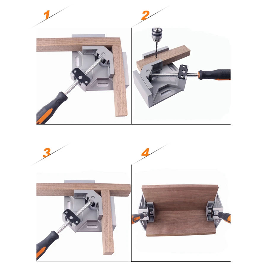 Легко-алюминиевая Одиночная Ручка 90 градусов правый угол зажим деревообрабатывающий каркас зажим правый угол инструмент для папок