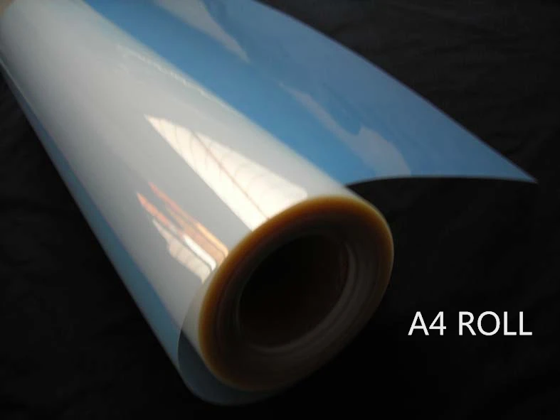

A4 size roll 0.21m wide inkjet waterproof milky PET film for dye ink printer