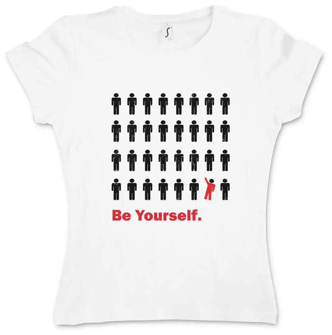 Женская модная футболка с модным принтом BE YOURSELF хипстерская Модным современным