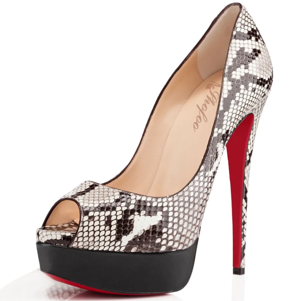 BC Free shipping Women font b shoes b font Snakeskin leatherette Peep sexy high heels Basic
