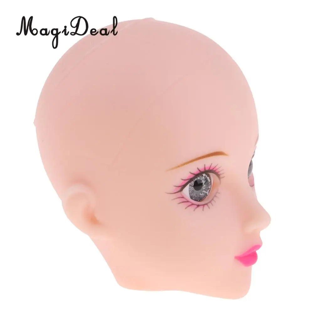 Jointed Girl Doll Head with Gray Eyes for 1/6 BJD Doll Body Parts Accessory