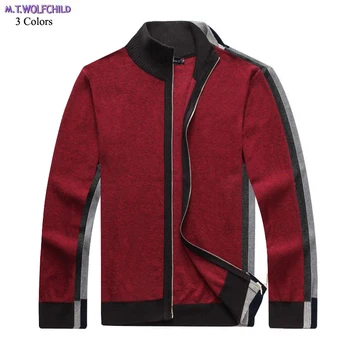 

2018 Autumn Mens stand-collar long sleeve knitted sweaters casual mens zipper cardigan knitted coats fashion mens clothing tops
