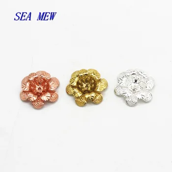

18*5mm 6 Colors Plated Filigree Flowers Settings Copper Bead Caps Charms For Jewelry Making Components