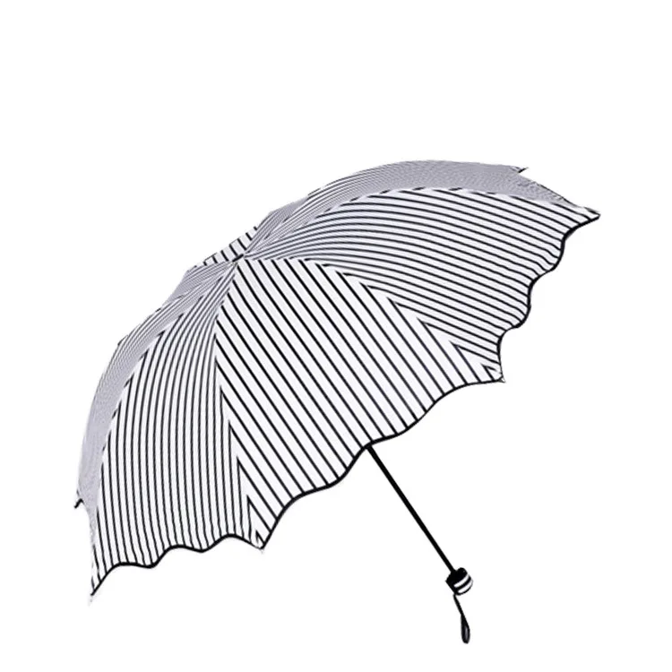YADA Striped Lace Folding Umbrella Rain Women uv Black Coating Windproof Umbrella For Womens Friendship Designer Umbrellas YS635