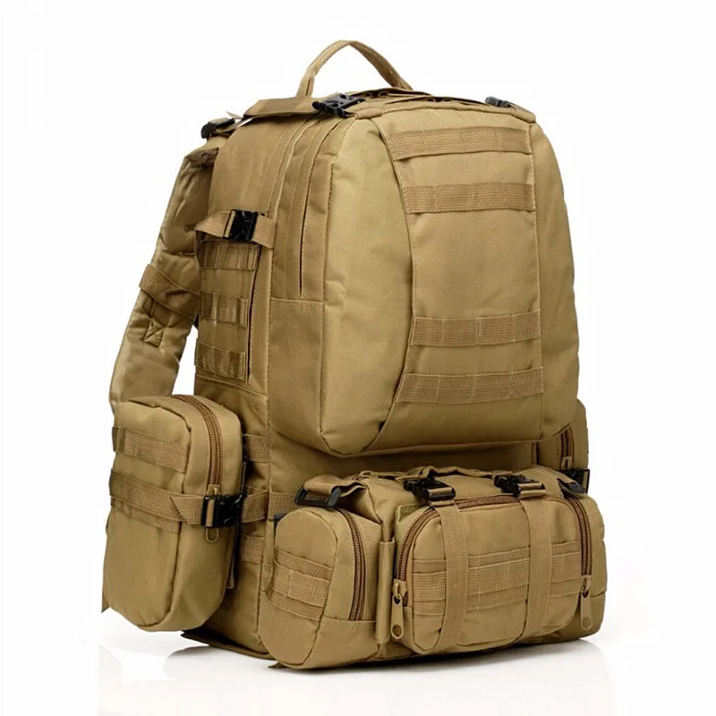 Высокое качество 50л большой емкости Многофункциональный Военный Рюкзак Камуфляж Molle армейские рюкзаки рюкзак мужской рюкзак для путешествий - Цвет: Хаки