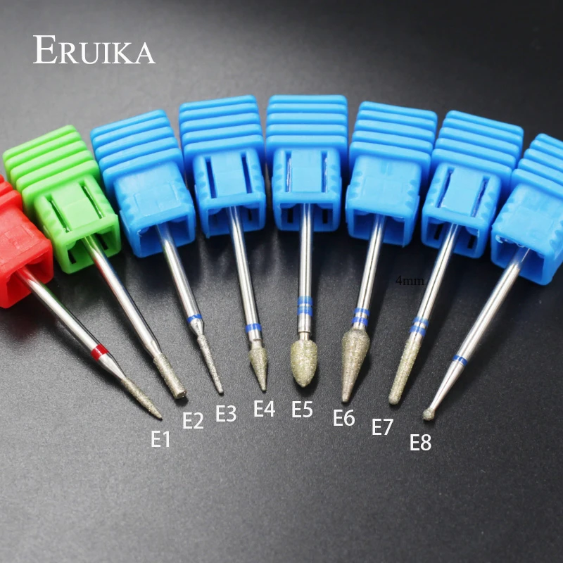 

ERUIKA 8 Style Diamond Nail Drill Bit Milling Cutter Burr Electric Drill Manicure Machine Nail Art Accessories Nail Clean Files
