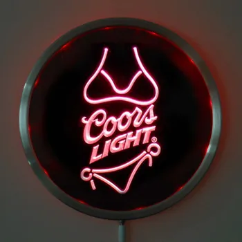 

rs-a0119 Coors Light Bikini LED Neon Round Signs 25cm/ 10 Inch - Bar Sign with RGB Multi-Color Remote Wireless Control