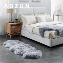 Коврик из натуральной овчины, 2 P 70*180 см, серый цвет, лохматый овечья кожа, мех, прикроватный коврик, украшение, меховой коврик