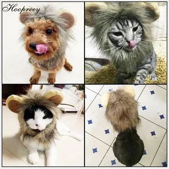 

Funny Pet Accessories Lion Wig Cat Hat Headgear with Ears Artificial Hair Halloween Costume for Small Puppy Dogs and Cats 10E