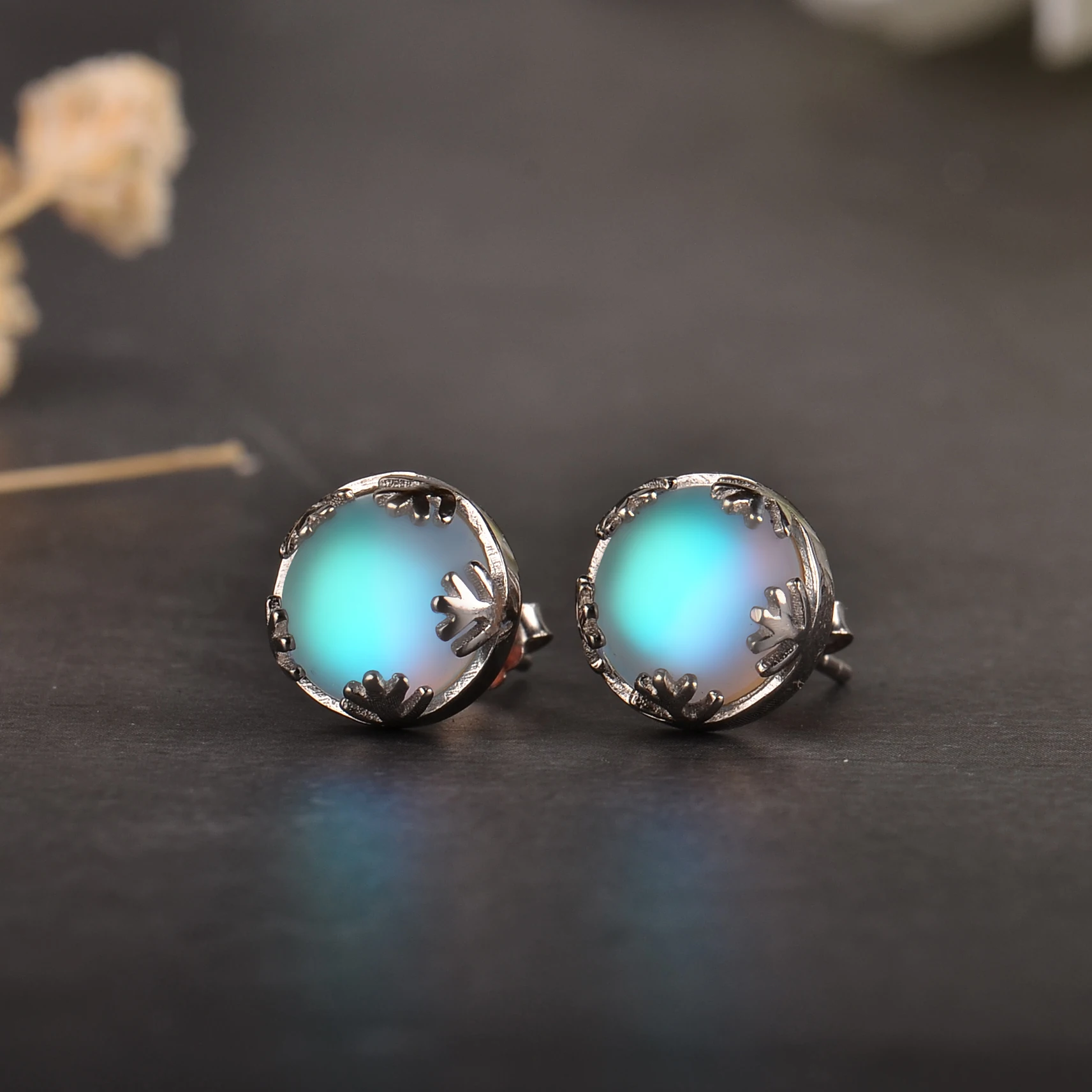 Moonlight Ladies Fashion Aurora Borealis Earrings s925 Silver Stud Elegant Jewelry Birthdays Romatic Gift for Women