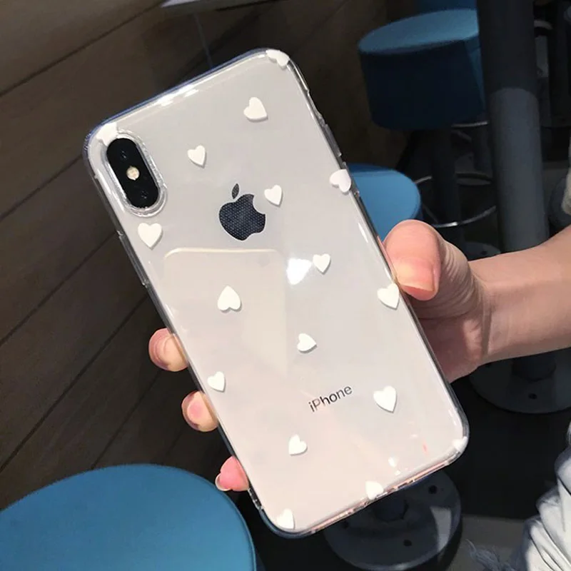 Lovebay прозрачный бордовый чехол для телефона s для iphone XS Max XR X 8 7 6 6S Plus 5 5S SE чехол в горошек с сердечком - Цвет: 9524 White