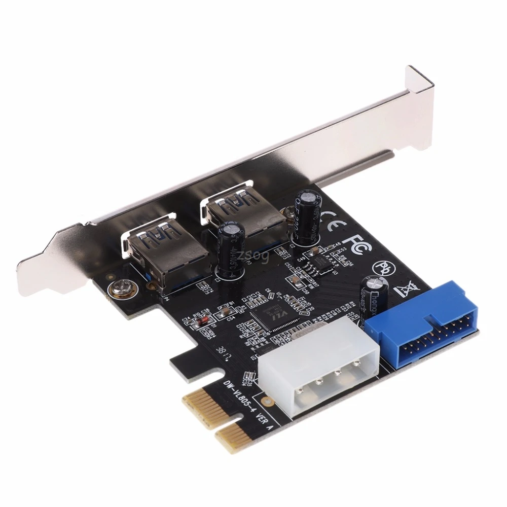 

USB3.0 x2 PCI-E Expansion Card External 19pin PCIe Card 4pin IDE Power Connector JUN06 dropshipping