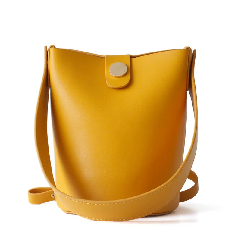 

Simple Mini Bucket Women Handbags Genuine Leather Small Size Ladies Tote For 2019 Women Fashion Shoulder Crossbody Bags