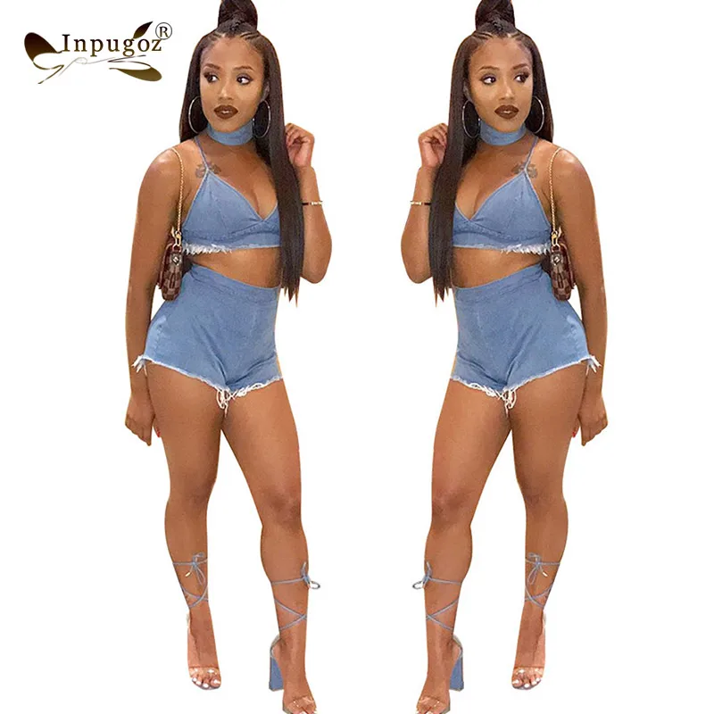 Lovely Cute Women Denim Bra Halter Top 