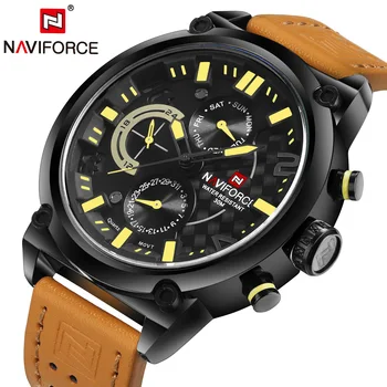 

NAVIFORCE Luxury Brand Leather Analog Clock Men Quartz Fashion Casual Sports Watches Men Military Wrist Watch relogio masculino