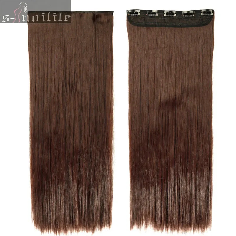 light brown Snoilite осень до талии длинные прямые клип в один кусок волосы для наращивания один кусок настоящие натуральные волосы синтетический зажим для наращивания волос - Цвет: light brown