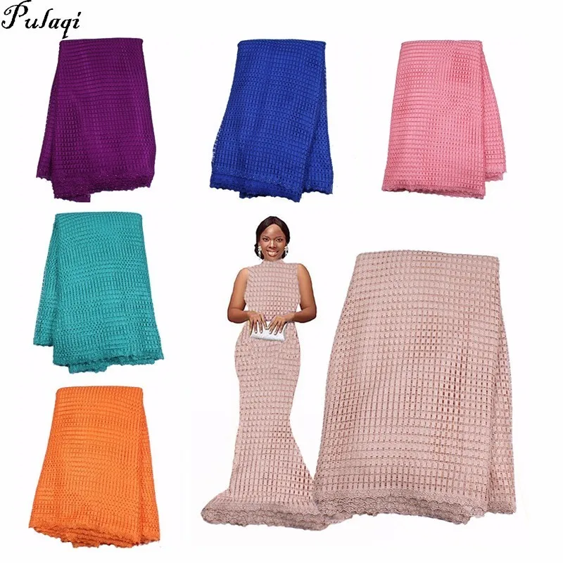 

Pualqi French Net Lace Fabric 2018 New African Lace Fabric With Embroidery Mesh Tulle Lace Fabric High quality Nigerian Lace H