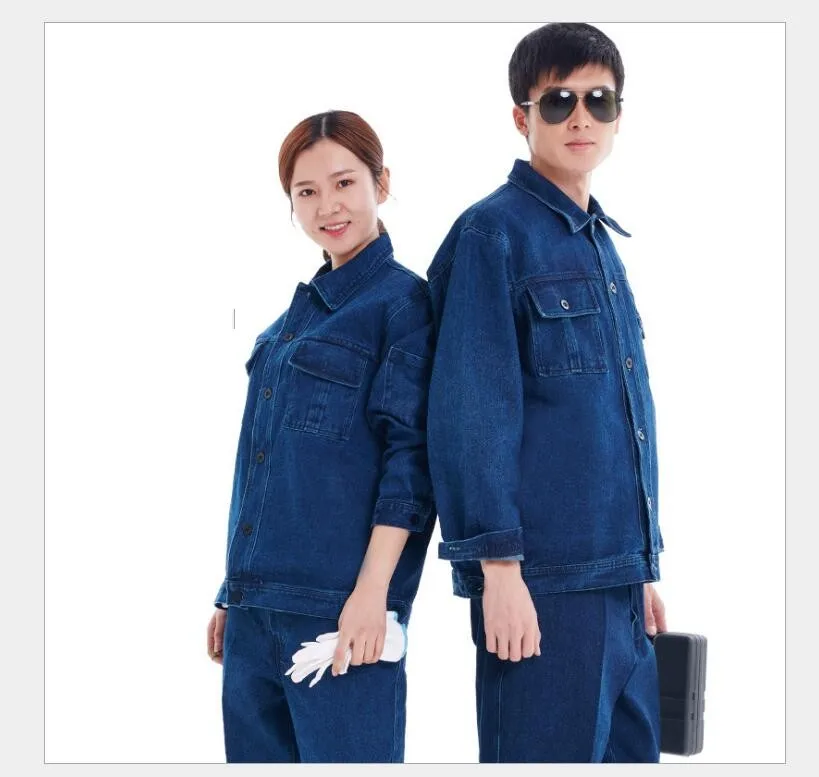 Work Clothing All Cotton Jeans Electric Welding Auto Repair Painting Machine Dustproof Labor Protective Overalls