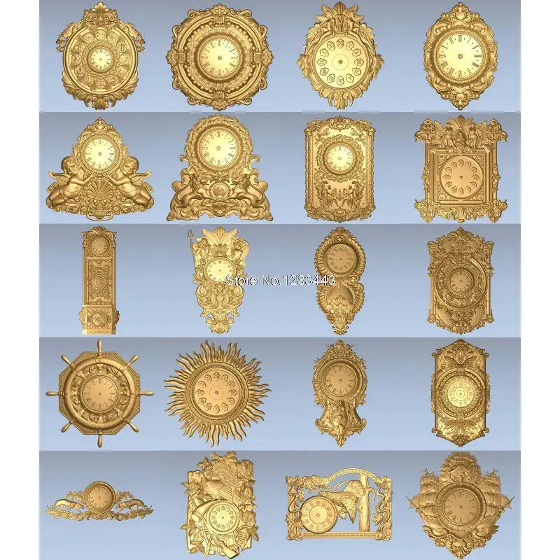 

20pcs clock 3d model STL relief for cnc STL format Horologe 3d model for cnc stl relief artcam vectric aspire