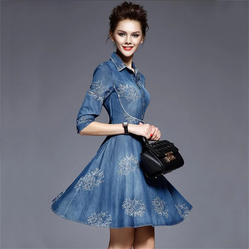 ladies denim dress size 18