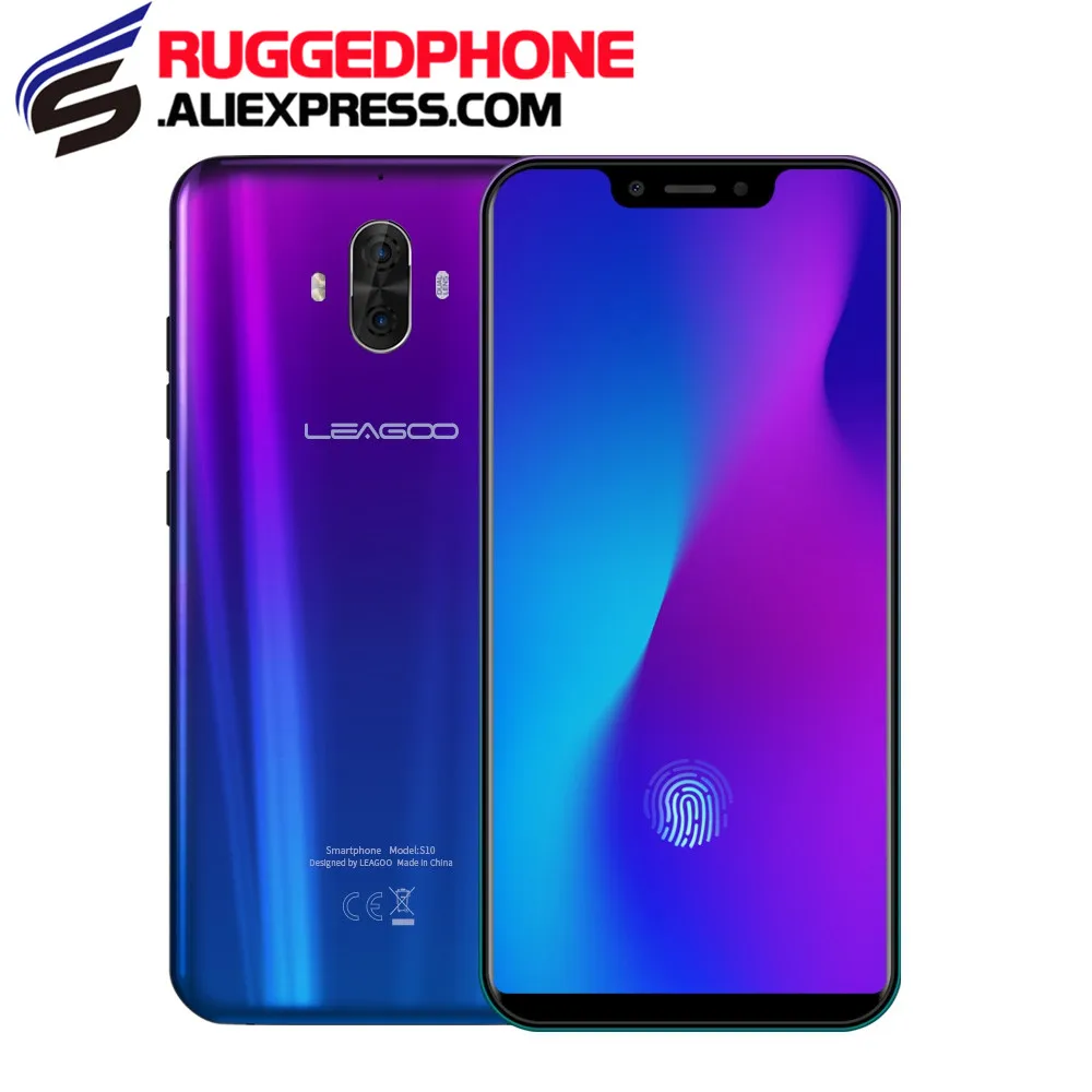 

LEAGOO S10 6GB 128GB Display Fingerprint Mobile Phone 6.21'' Android 8.1 Helio P60 Octa Core Wireless charge Dual SIM Smartphone