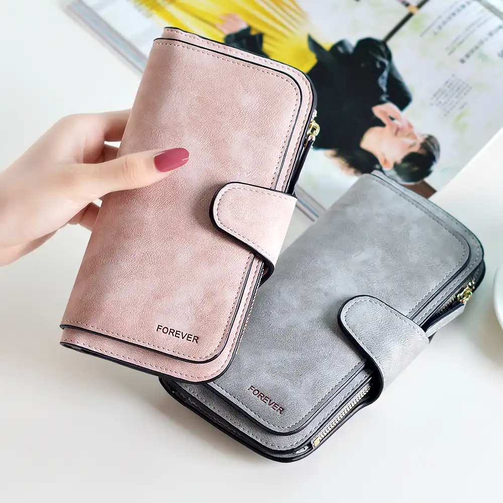 2019 Women Retro Matte Pu Leather Wallet Women Vintage Long - 
