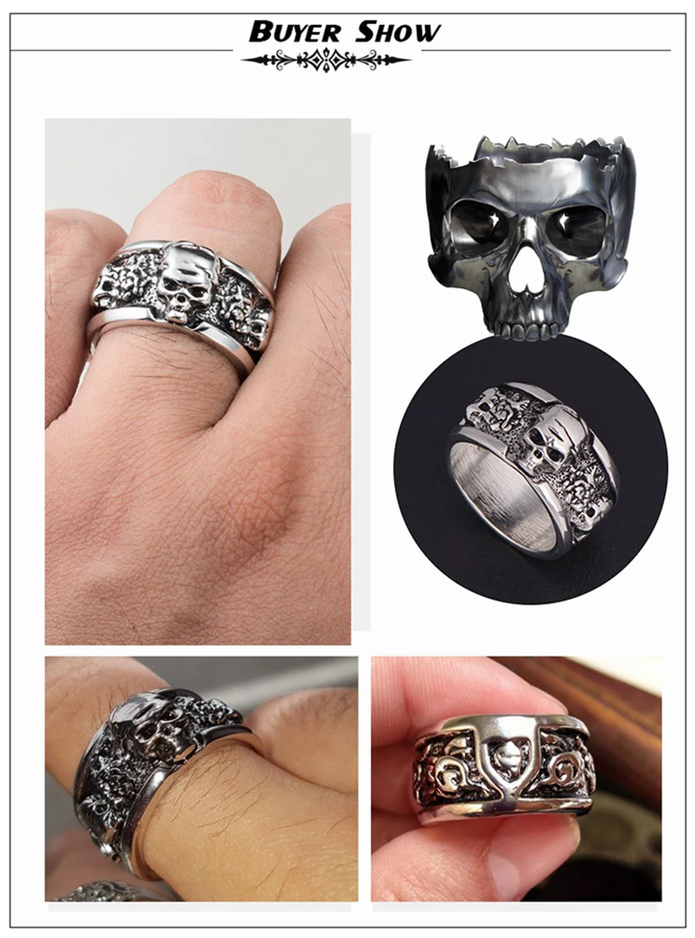 EVBEA Viking, рок-н-ролл, Kpop, серебряное, готическое, панк, Череп, кольца, старые, морщинки, вращающиеся, библейские ювелирные изделия для мужчин и мальчиков
